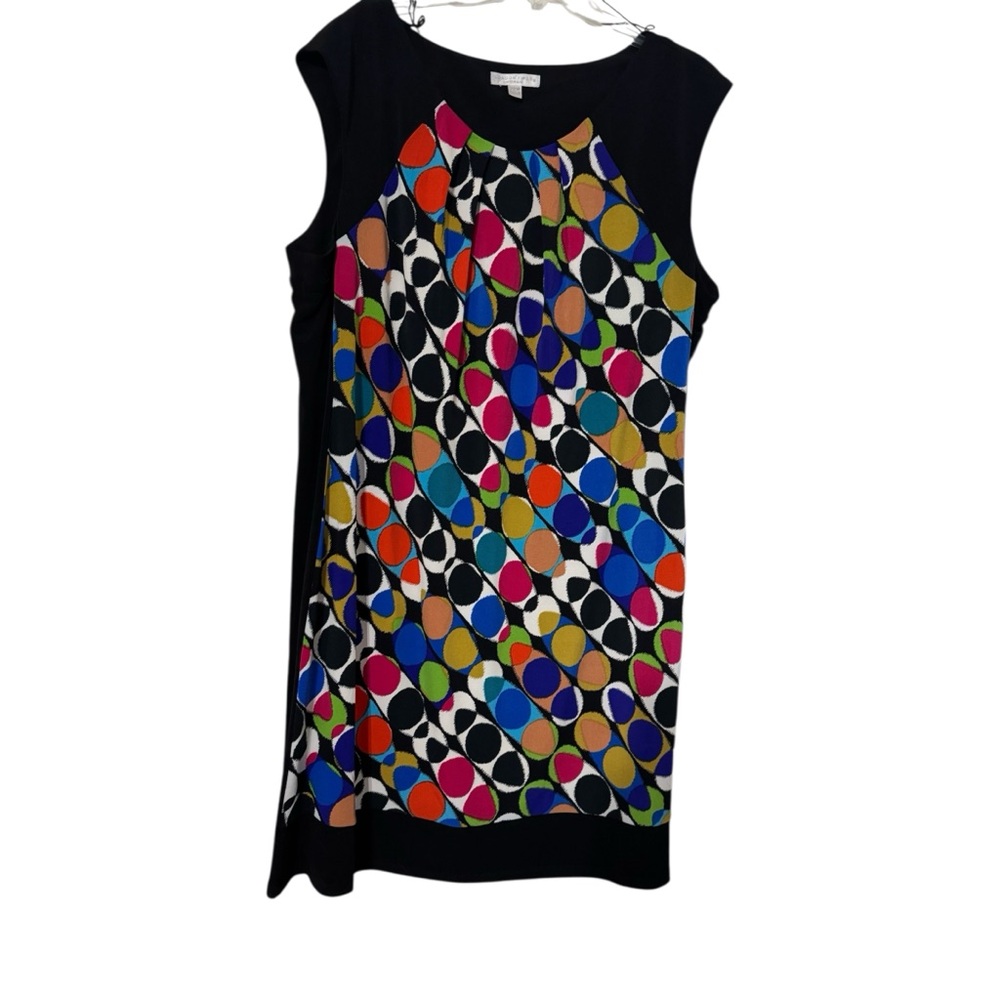 London Times Black Multicolor Mini Dress